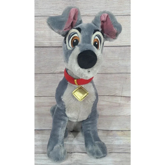 Disney Store Original Plush Tramp Dog Stuffed Animal Lady and the Tramp Gray 17" - Picture 1 of 5